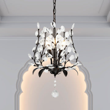 Diantha 28.5" 7-Light Contemporary Bohemian Iron/Acrylic LED Pendant - JONATHAN Y
